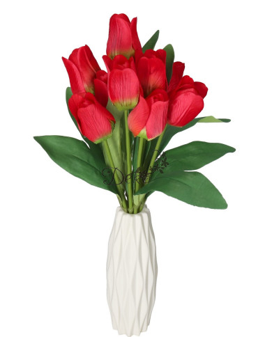 TULIPANY BUKIET TULIPANÓW SZTUCZNE KWIATY GUMOWE 43CM 9GAŁ