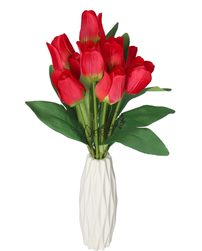 TULIPANY BUKIET TULIPANÓW SZTUCZNE KWIATY GUMOWE 43CM 9GAŁ