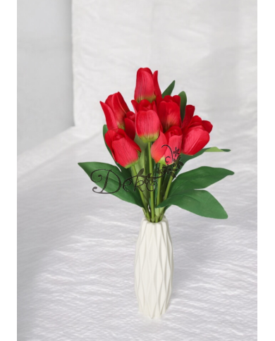 TULIPANY BUKIET TULIPANÓW SZTUCZNE KWIATY GUMOWE 43CM 9GAŁ