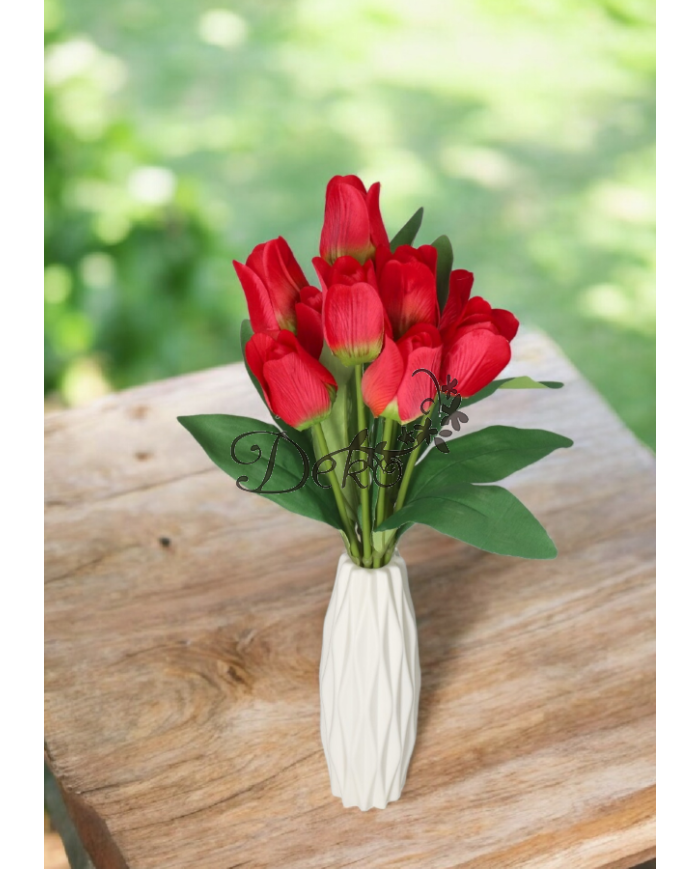 TULIPANY BUKIET TULIPANÓW SZTUCZNE KWIATY GUMOWE 43CM 9GAŁ