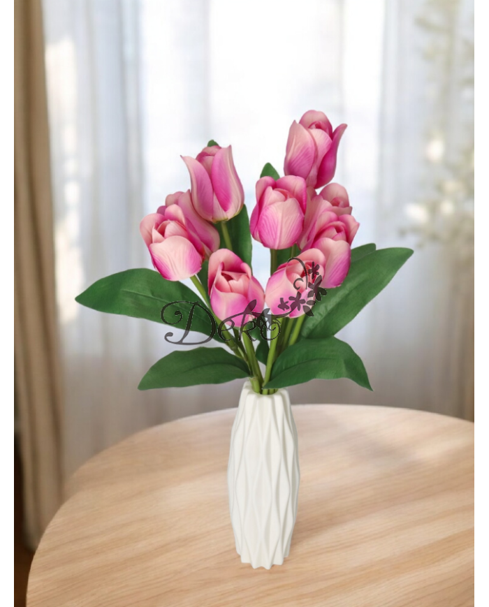 TULIPANY BUKIET TULIPANÓW SZTUCZNE KWIATY GUMOWE 43CM 9GAŁ