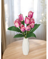 TULIPANY BUKIET TULIPANÓW SZTUCZNE KWIATY GUMOWE 43CM 9GAŁ