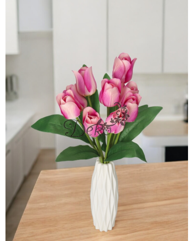 TULIPANY BUKIET TULIPANÓW SZTUCZNE KWIATY GUMOWE 43CM 9GAŁ