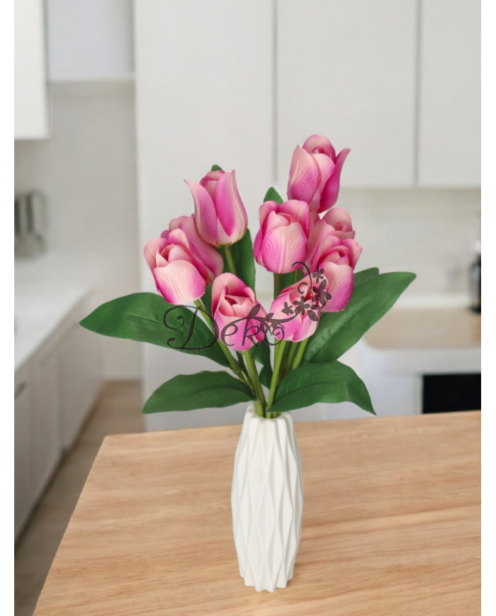 TULIPANY BUKIET TULIPANÓW SZTUCZNE KWIATY GUMOWE 43CM 9GAŁ