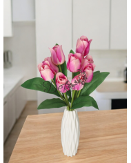 TULIPANY BUKIET TULIPANÓW SZTUCZNE KWIATY GUMOWE 43CM 9GAŁ