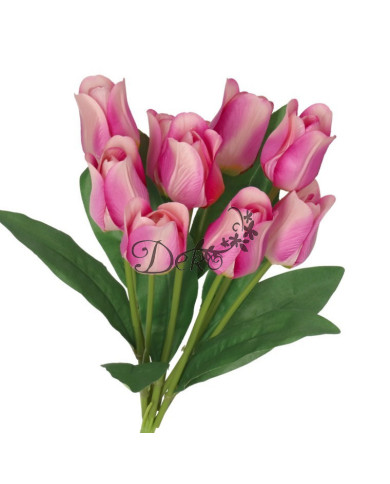 TULIPANY BUKIET TULIPANÓW SZTUCZNE KWIATY GUMOWE 43CM 9GAŁ