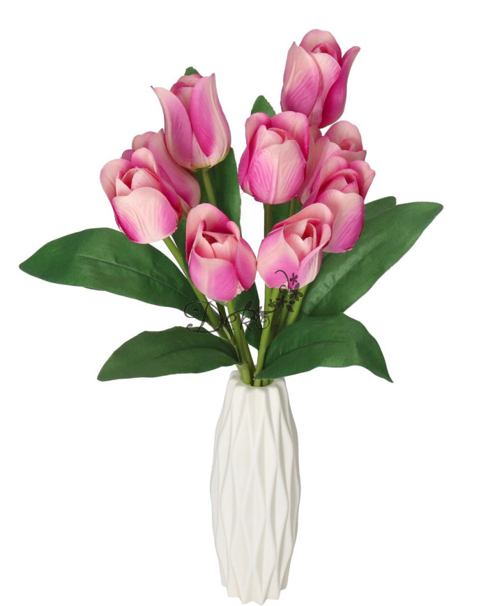 TULIPANY BUKIET TULIPANÓW SZTUCZNE KWIATY GUMOWE 43CM 9GAŁ