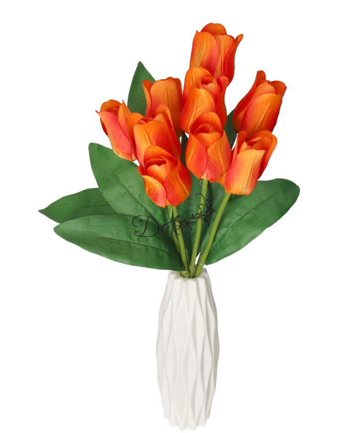 TULIPANY BUKIET TULIPANÓW SZTUCZNE KWIATY GUMOWE 43CM 9GAŁ