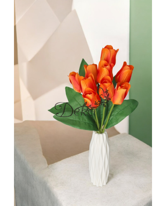 TULIPANY BUKIET TULIPANÓW SZTUCZNE KWIATY GUMOWE 43CM 9GAŁ