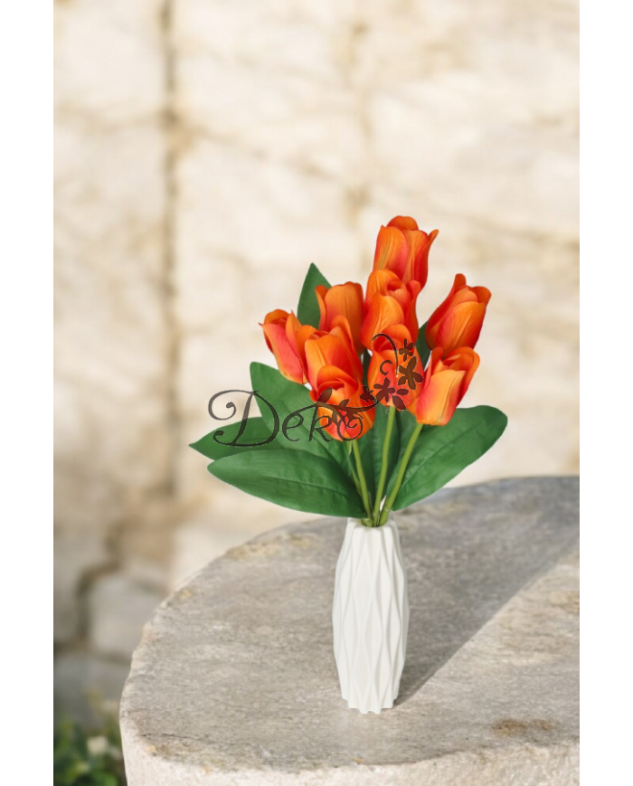 TULIPANY BUKIET TULIPANÓW SZTUCZNE KWIATY GUMOWE 43CM 9GAŁ