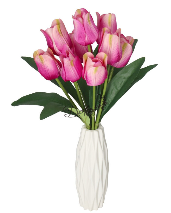 TULIPANY BUKIET TULIPANÓW SZTUCZNE KWIATY GUMOWE 43CM 9GAŁ