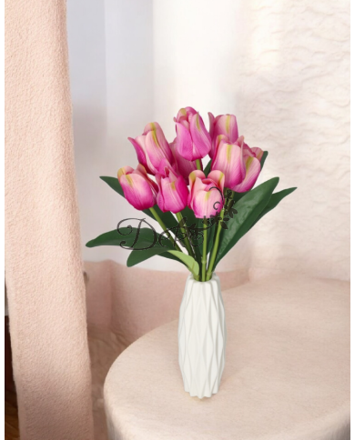 TULIPANY BUKIET TULIPANÓW SZTUCZNE KWIATY GUMOWE 43CM 9GAŁ