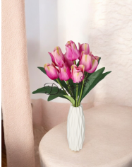 TULIPANY BUKIET TULIPANÓW SZTUCZNE KWIATY GUMOWE 43CM 9GAŁ