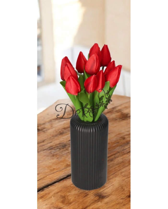 TULIPANY BUKIET TULIPANÓW SZTUCZNE KWIATY GUMOWE 35CM 12GAŁ