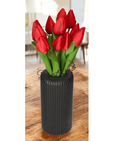 TULIPANY BUKIET TULIPANÓW SZTUCZNE KWIATY GUMOWE 35CM 12GAŁ