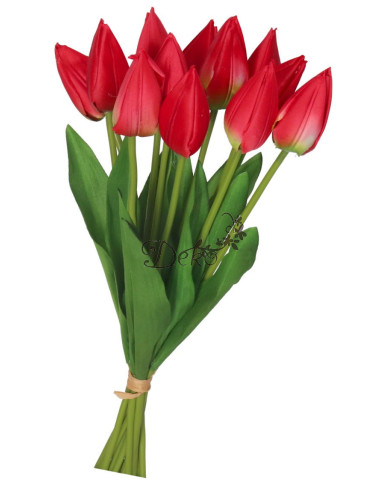 TULIPANY BUKIET TULIPANÓW SZTUCZNE KWIATY GUMOWE 35CM 12GAŁ