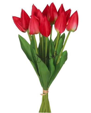 TULIPANY BUKIET TULIPANÓW SZTUCZNE KWIATY GUMOWE 35CM 12GAŁ