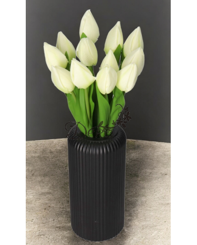 TULIPANY BUKIET TULIPANÓW SZTUCZNE KWIATY GUMOWE 35CM 12GAŁ