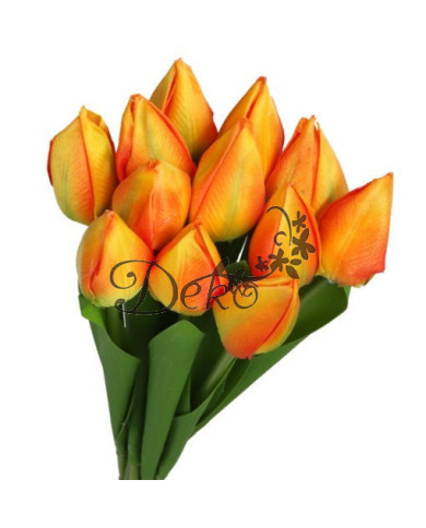 TULIPANY BUKIET TULIPANÓW SZTUCZNE KWIATY GUMOWE 35CM 12GAŁ