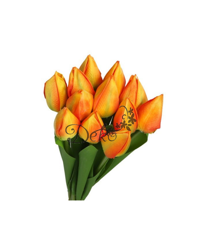 TULIPANY BUKIET TULIPANÓW SZTUCZNE KWIATY GUMOWE 35CM 12GAŁ