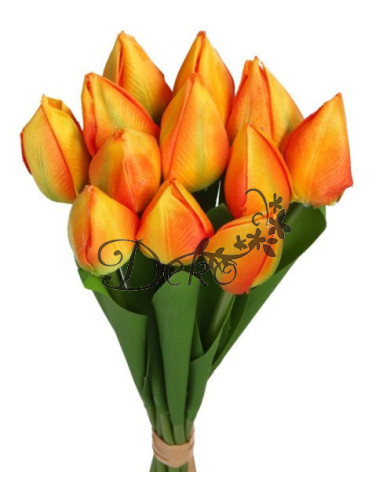 TULIPANY BUKIET TULIPANÓW SZTUCZNE KWIATY GUMOWE 35CM 12GAŁ