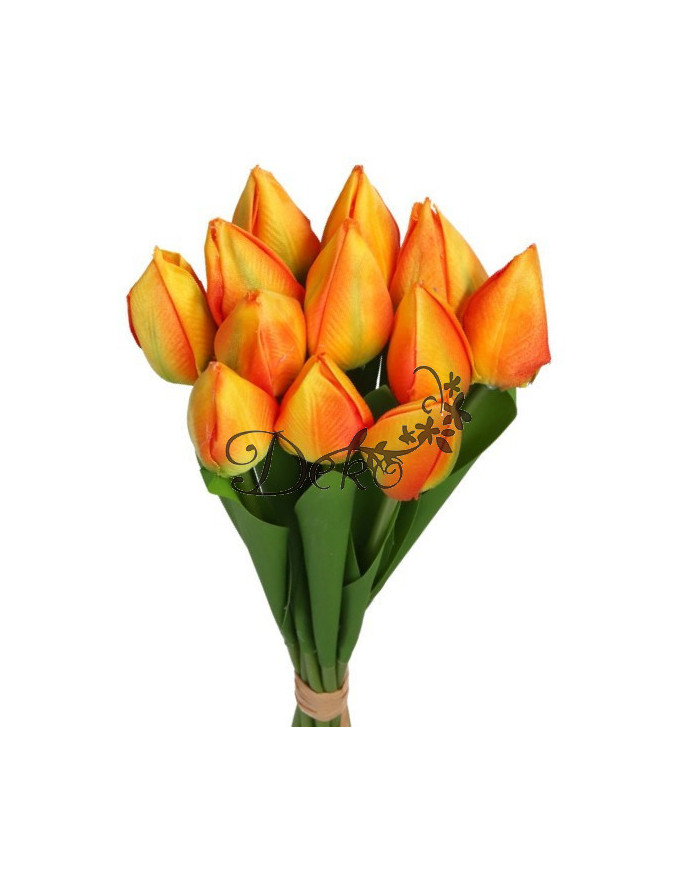 TULIPANY BUKIET TULIPANÓW SZTUCZNE KWIATY GUMOWE 35CM 12GAŁ