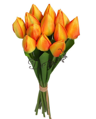TULIPANY BUKIET TULIPANÓW SZTUCZNE KWIATY GUMOWE 35CM 12GAŁ