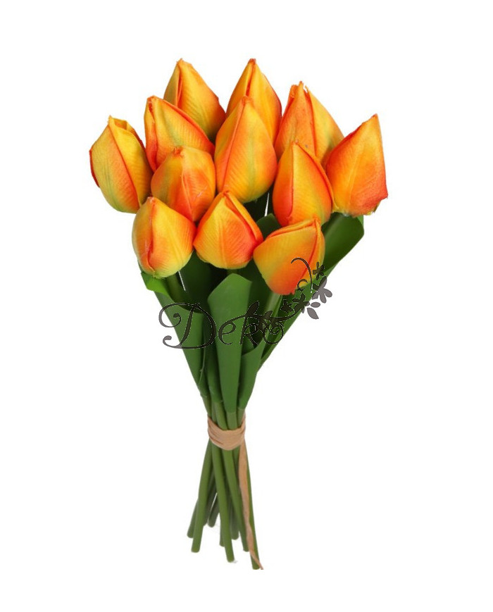TULIPANY BUKIET TULIPANÓW SZTUCZNE KWIATY GUMOWE 35CM 12GAŁ