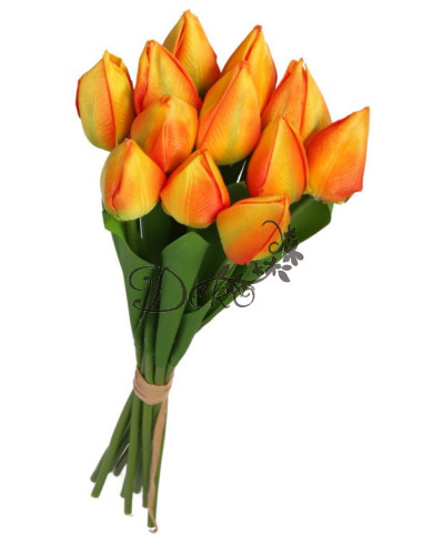 TULIPANY BUKIET TULIPANÓW SZTUCZNE KWIATY GUMOWE 35CM 12GAŁ