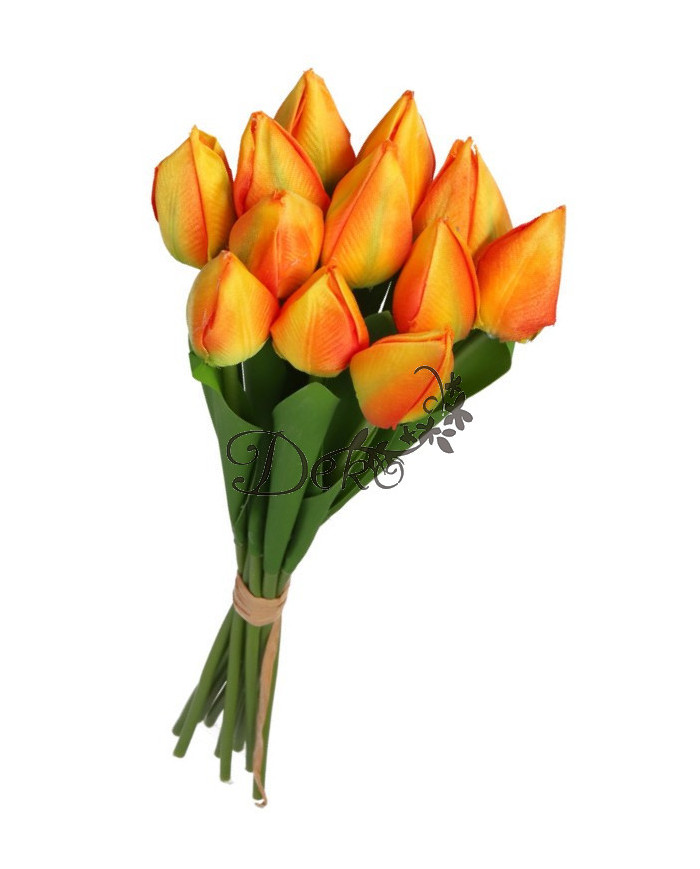 TULIPANY BUKIET TULIPANÓW SZTUCZNE KWIATY GUMOWE 35CM 12GAŁ