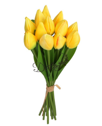 TULIPANY BUKIET TULIPANÓW SZTUCZNE KWIATY GUMOWE 35CM 12GAŁ