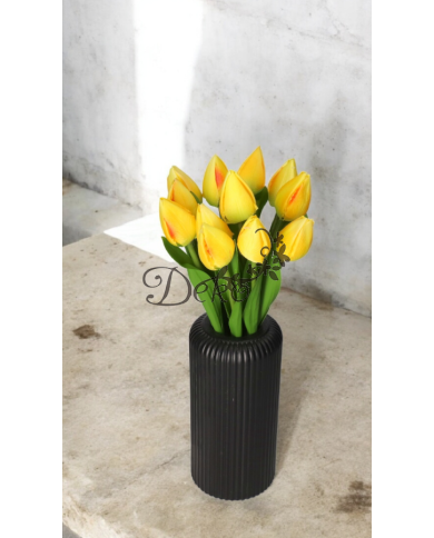 TULIPANY BUKIET TULIPANÓW SZTUCZNE KWIATY GUMOWE 35CM 12GAŁ