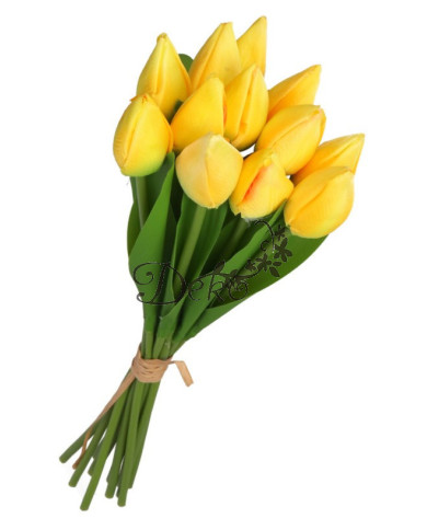 TULIPANY BUKIET TULIPANÓW SZTUCZNE KWIATY GUMOWE 35CM 12GAŁ