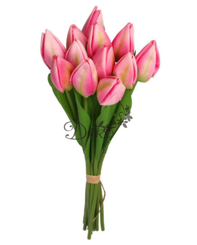 TULIPANY BUKIET TULIPANÓW SZTUCZNE KWIATY GUMOWE 35CM 12GAŁ