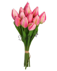 TULIPANY BUKIET TULIPANÓW SZTUCZNE KWIATY GUMOWE 35CM 12GAŁ