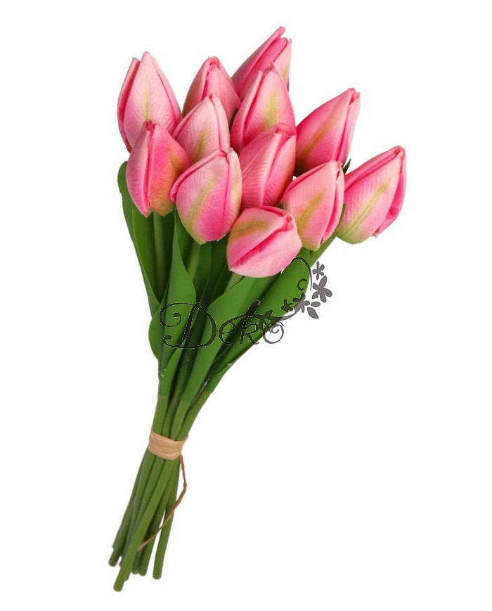 TULIPANY BUKIET TULIPANÓW SZTUCZNE KWIATY GUMOWE 35CM 12GAŁ