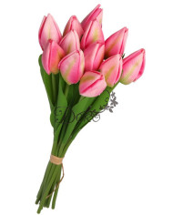 TULIPANY BUKIET TULIPANÓW SZTUCZNE KWIATY GUMOWE 35CM 12GAŁ