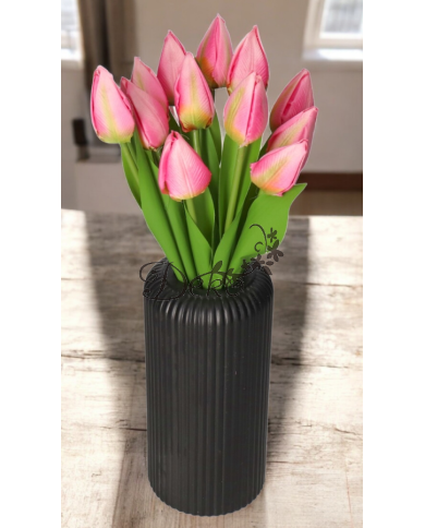 TULIPANY BUKIET TULIPANÓW SZTUCZNE KWIATY GUMOWE 35CM 12GAŁ