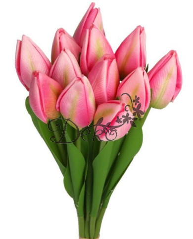 TULIPANY BUKIET TULIPANÓW SZTUCZNE KWIATY GUMOWE 35CM 12GAŁ