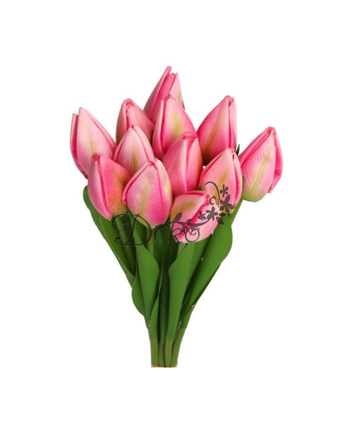 TULIPANY BUKIET TULIPANÓW SZTUCZNE KWIATY GUMOWE 35CM 12GAŁ