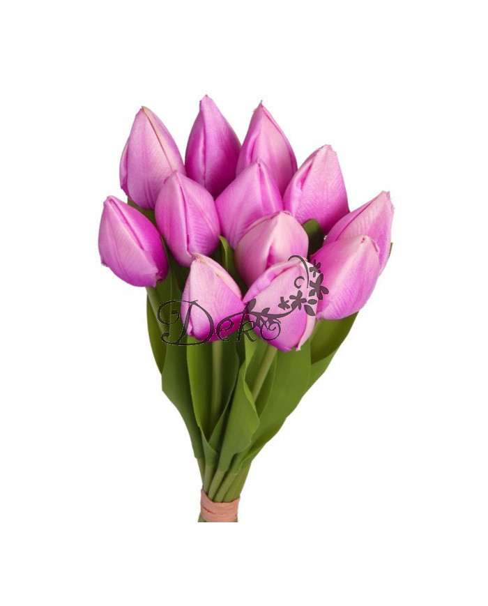 TULIPANY BUKIET TULIPANÓW SZTUCZNE KWIATY GUMOWE 35CM 12GAŁ