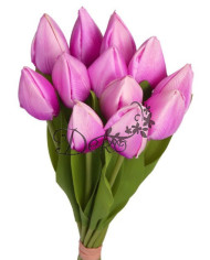 TULIPANY BUKIET TULIPANÓW SZTUCZNE KWIATY GUMOWE 35CM 12GAŁ