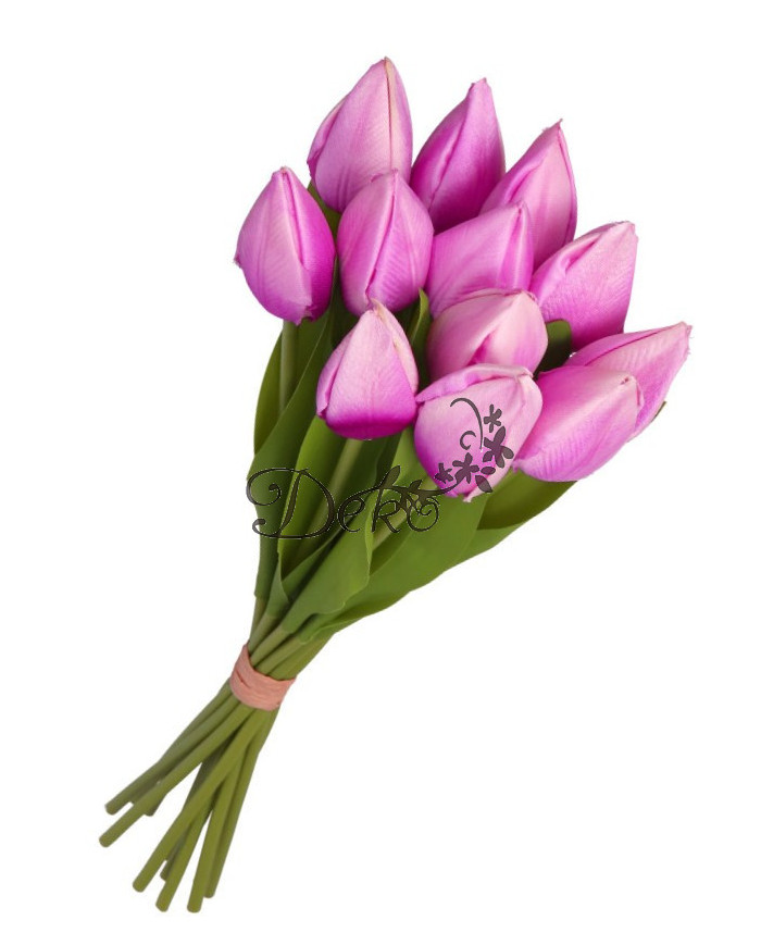 TULIPANY BUKIET TULIPANÓW SZTUCZNE KWIATY GUMOWE 35CM 12GAŁ