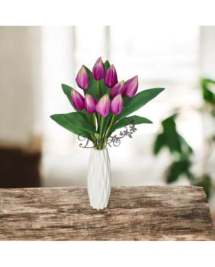 TULIPANY BUKIET TULIPANÓW SZTUCZNE KWIATY 45CM 9GAŁ