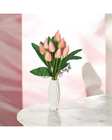 TULIPANY BUKIET TULIPANÓW SZTUCZNE KWIATY 45CM 9GAŁ