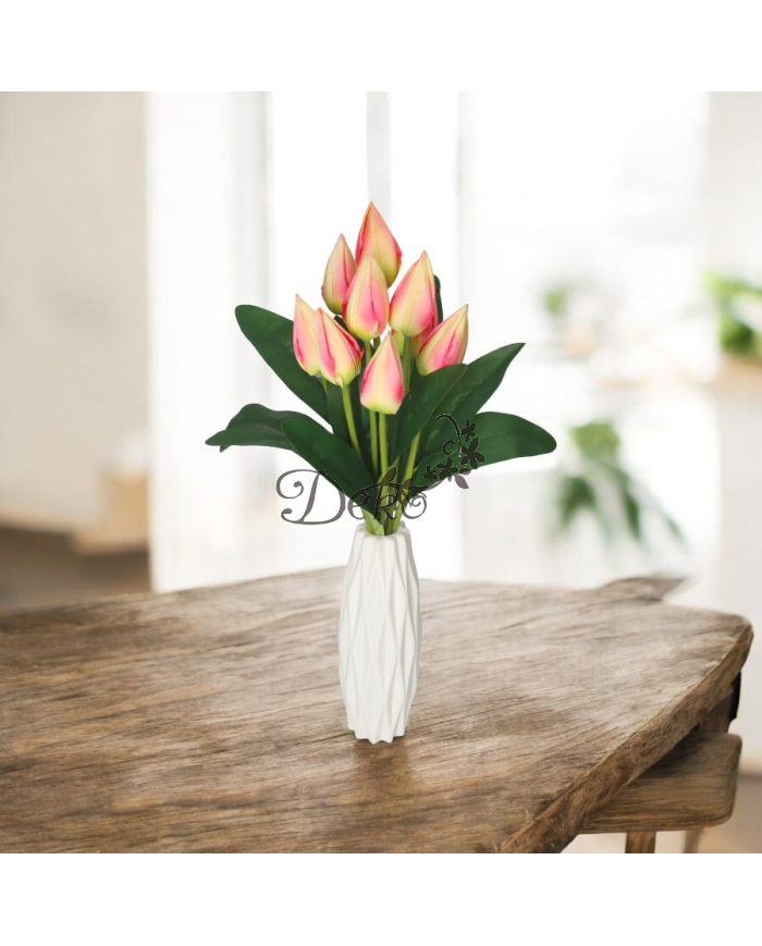 TULIPANY BUKIET TULIPANÓW SZTUCZNE KWIATY 45CM 9GAŁ