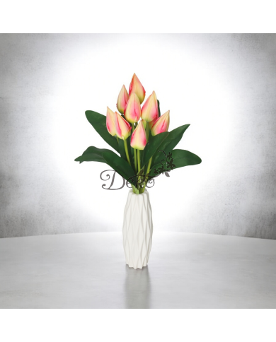 TULIPANY BUKIET TULIPANÓW SZTUCZNE KWIATY 45CM 9GAŁ