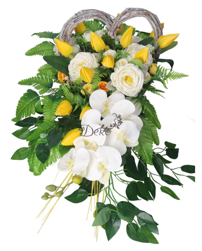 STROIK NA GRÓB KOMPOZYCJA DUŻA SZTUCZNE KWIATY SERCE