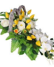 STROIK NA GRÓB KOMPOZYCJA DUŻA SZTUCZNE KWIATY SERCE