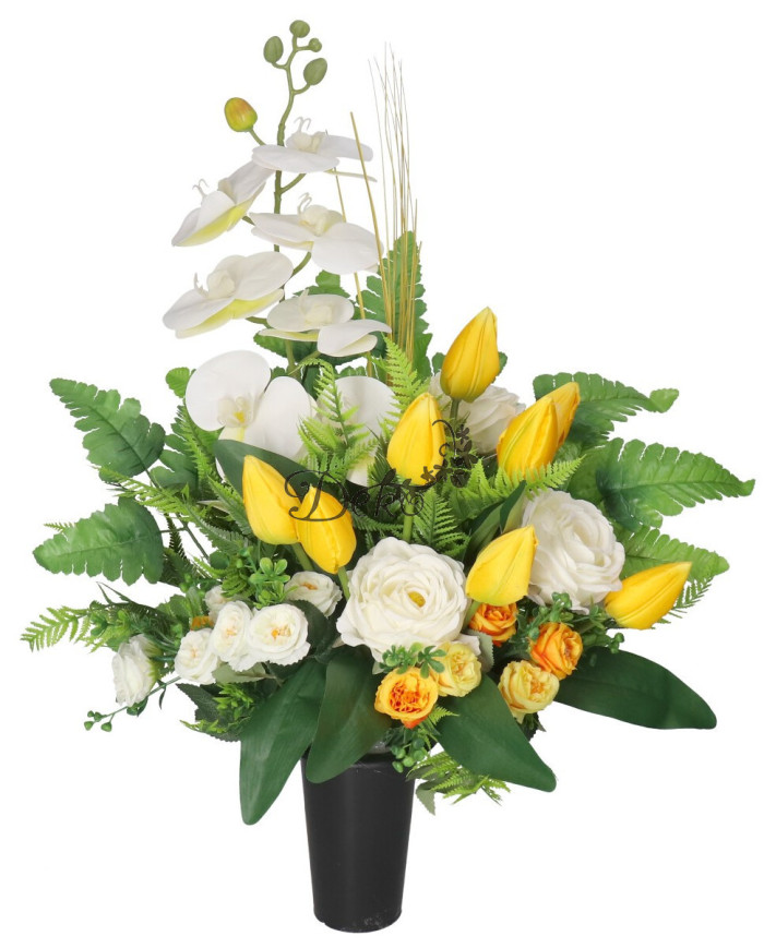 STROIK NA GRÓB DUŻY KOMPOZYCJA SZTUCZNE KWIATY DO WAZONU